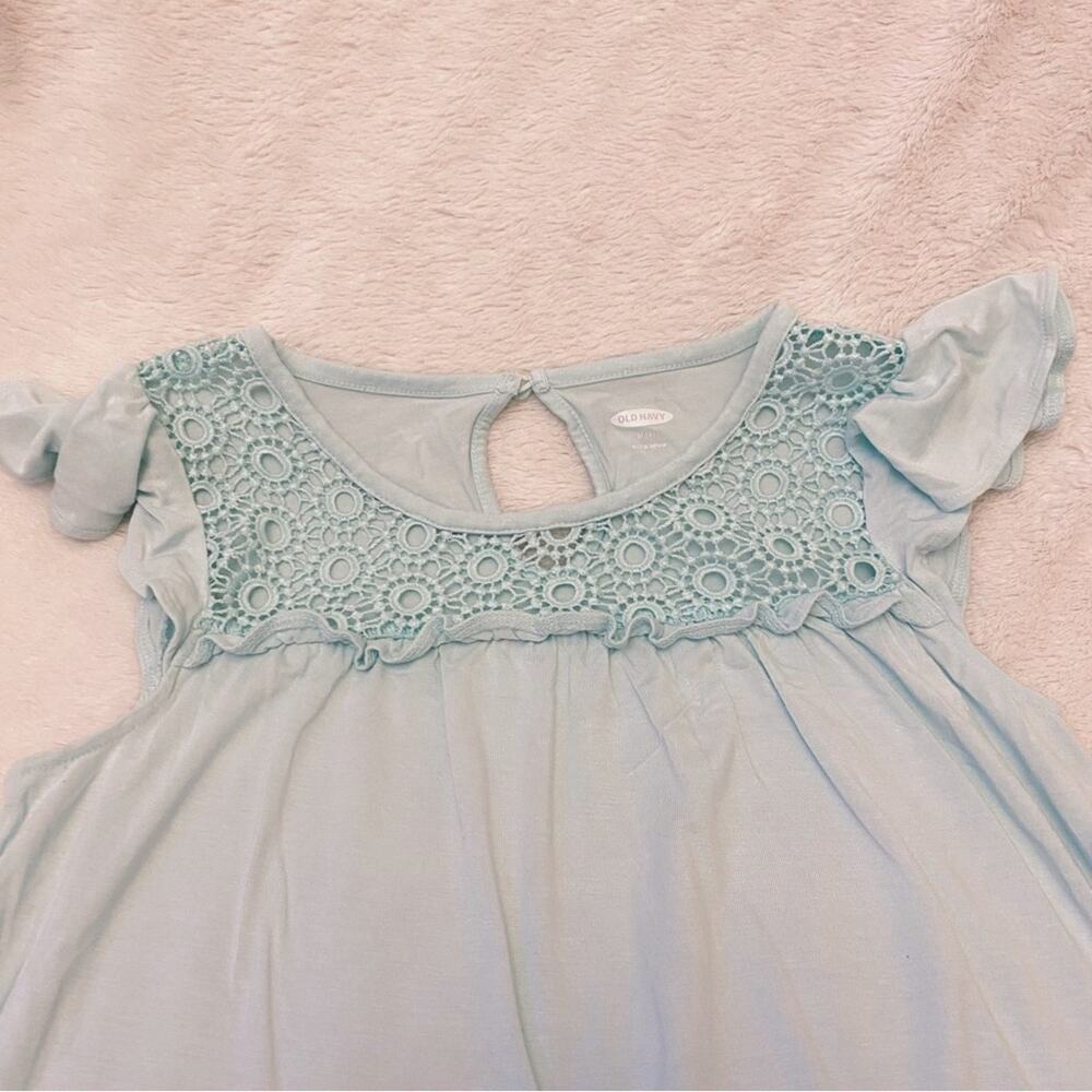 Girl's Light Blue Old Navy Tee sz 8 Flutter Sleeve Short Sleeve Tee - Picture 5 of 5